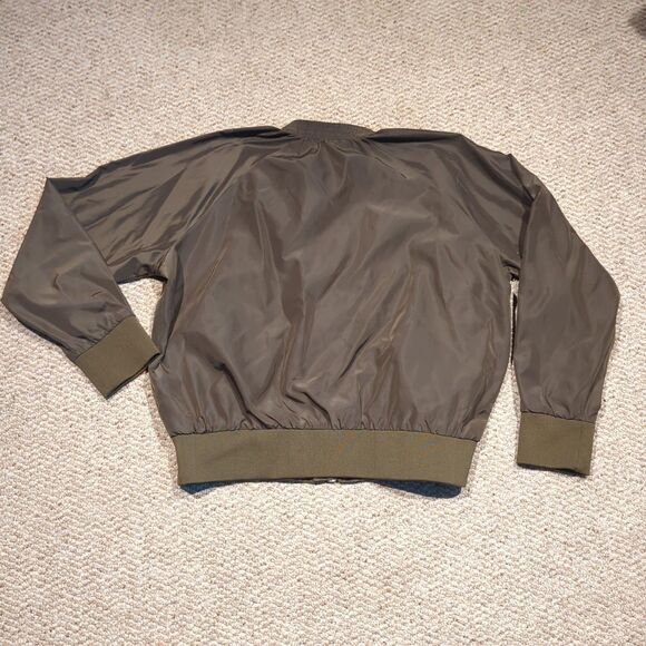 Free People Midnight Bomber Jacket Womens Large Green Full Zip Satin - Picture 4 of 9